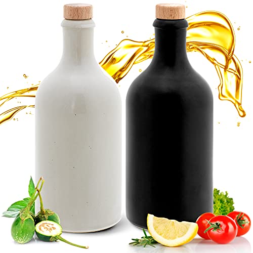 Kaminfix Essig & Öl Spender - Flasche mit Ausgießer, 2er Geschenkset für Feinschmecker handgefertigt und einzigartig im Design Made in Germany authentisch chic und zeitlos (2x 500ml, schwarz/weiß) von Kaminfix