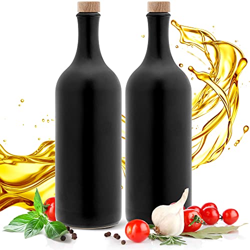 Kaminfix Essig & Öl Spender - Flasche mit Ausgießer, 2er Geschenkset für Feinschmecker handgefertigt und einzigartig im Design Made in Germany authentisch chic und zeitlos (2x 750ml, schwarz) von Kaminfix