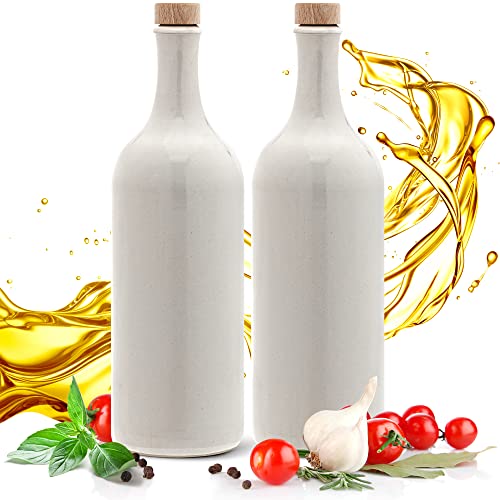 Kaminfix Essig & Öl Spender - Flasche mit Ausgießer, 2er Geschenkset für Feinschmecker handgefertigt und einzigartig im Design Made in Germany authentisch chic und zeitlos (2x 750ml, weiß) von Kaminfix