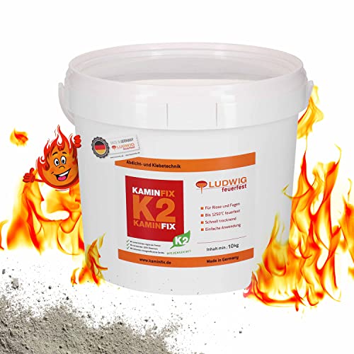 Schamottemörtel Made in Germany für die einfache und schnelle Reparatur. Ofen und Kaminmörtel Feuerfester Mörtel Feuerbeton Kaminfix K2 (10kg Eimer) von Kaminfix