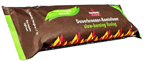 10 Stück KaminoFlam® Dauerbrenner-Kaminfeuer, 100% nachwachsende Rohstoffe, für Kaminofen, Kachelofen, Holzofen von Kamino-Flam