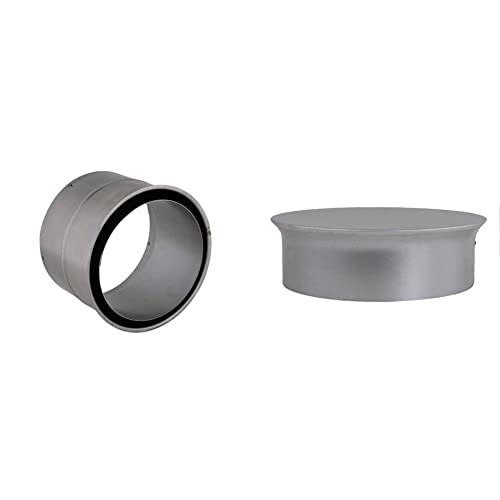 Kamino 331855 Flam Wandfutter doppelt in Silber, für Senotherm beschichtete Ofenrohre 1 mm & Kamino 331417 Flam Rohrkapsel aus verzinktem Stahl, Tiefe:48mm von Kamino-Flam