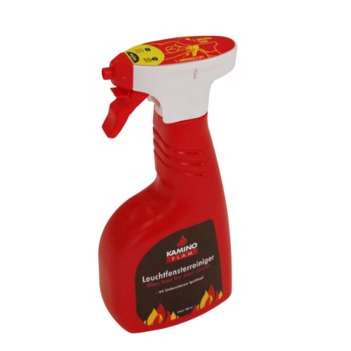 Kamino Flam Leuchtfensterreiniger in Rot, einfach zu verwendender Kaminglasreiniger , Ofenglasreiniger entfernt Ruß- und Brennrückstände von Kamino-Flam
