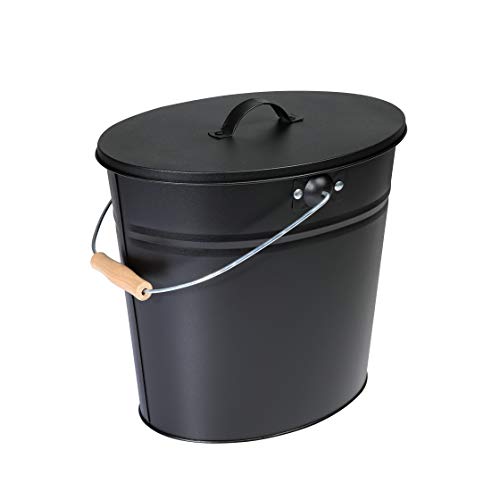 Kamino Flam 333252 Ascheeimer Für Kamin, Kohleneimer 24 Liter Mit Deckel Und Tragegriff Für Kohle Und Asche, Kamin, Ofen, Grill, Schwarz von Kamino-Flam