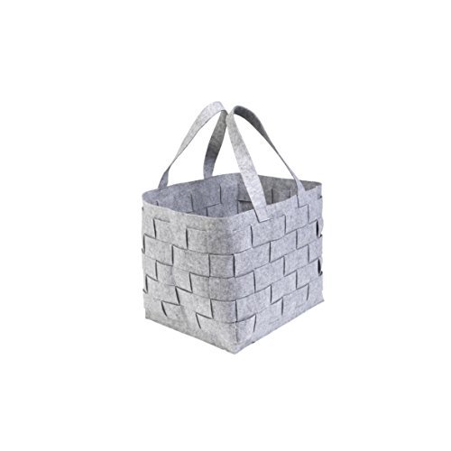 Kamino Flam Allzweckkorb aus gefilzten Kunststofffasern, Kaminholzkorb in Grau, Aufbewahrungstasche für Zeitung mit zwei Henkeln, Maße: ca. 42 x 34 x 36 cm von Kamino-Flam