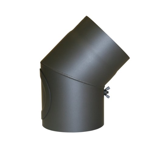 Kamino Flam Bogenknie gussgrau mit Tür, Winkel von 45°, Abgasrohr aus Stahl mit hitzebeständiger Senotherm® Beschichtung, geprüft nach Norm EN 1856-2, Durchmesser: ca. 150 mm von Kamino-Flam