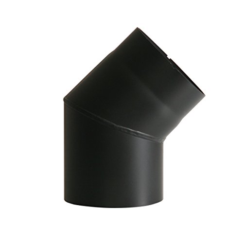Kamino Flam Bogenknie schwarz, Winkel von 45°, Abgasrohr aus Stahl mit hitzebeständiger Senotherm® Beschichtung, geprüft nach Norm EN 1856-2, Durchmesser: ca. 150 mm von Kamino-Flam