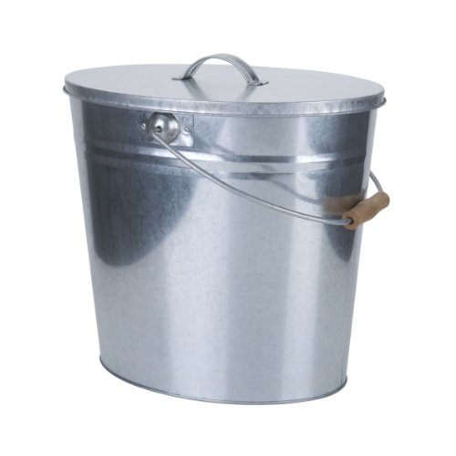 Kamino-Flam Zink-Ascheeimer mit Deckel - Kohleneimer groß, 24 l - Kohleeimer verzinkt - Zinkeimer / Asche-Mülleimer als Kamin-Zubehör, für den Grill & für Kohlen von Kamino-Flam