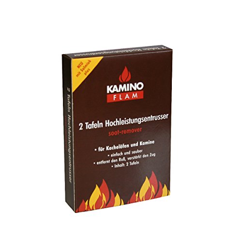 KaminoFlam Rußentferner zur Reinigung von Kamin & Kachelofen - Hochleistungs Entrußer für den Kaminofen - Kaminreiniger Platten für Holz & Kohle Ofen von Kamino Flam