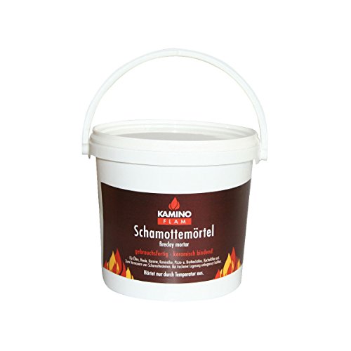 KaminoFlam Schamottemörtel keramisch - Feuerzement 1 kg - Schamottmörtel feuerfest - Ofenzement in Weiß - Backofenmörtel 13 x 13 x 13cm - Naturprodukt von Kamino-Flam