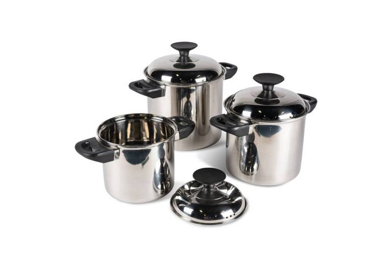 Kampa Dometic Topf-Set Space Saver Cook Set, Edelstahl (3 Töpfe und 3 Deckel), stapelbar, aus Edelstahl von Kampa Dometic