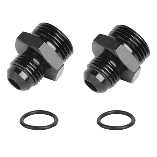 2 Stück 6AN Flare auf 8AN ORB O-Ring Boss-Kraftstoffpumpen-Schienen-Adapter, eine Flare-Doppelschlauchverschraubung, Aluminium, Schwarz 2 Stück 6AN Flare auf 8AN ORB O-Ring Boss-Kraftstoffpumpen-Schienen-Adapter, eine Flare-Doppelschlauchverschraubung, Aluminium, Schwarz von Kamrexi
