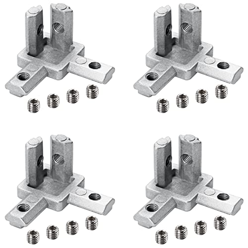 Kamtop 4pcs Eckverbinder 3-Weg Profilverbinder Winkelverbinder Eckwinkel Befestigungsmaterial 20mm / 30mm / 40mm Nut 6/8 Aluprofil von Kamtop