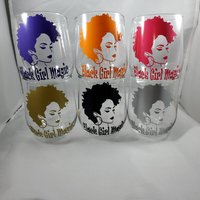 Afro Silhouette Weinglas/stammloses Schwarze Mädchen Magie Vinyl Benutzerdefinierte von KanKanCreates
