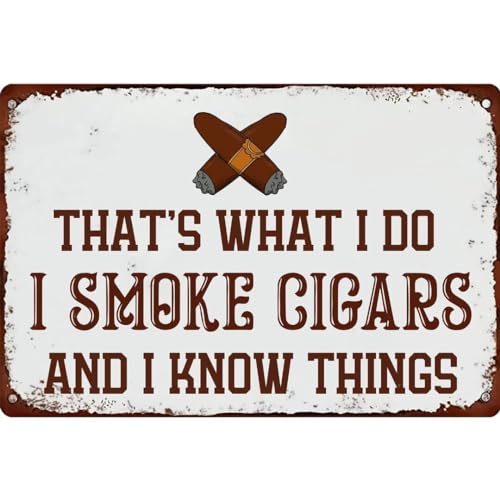 KanaAt LLUDcsqs-12 "What I Smoke Cigars and I Know Things", Vintage-Zigarren-Blechschild für Männer, Höhle, Bar, Raucherzimmer, Wanddekoration, 20,3 x 30,5 cm, LLUDcsqs-12 KanaAt LLUDcsqs-12 "What I Smoke Cigars and I Know Things", Vintage-Zigarren-Blechschild für Männer, Höhle, Bar, Raucherzimmer, Wanddekoration, 20,3 x 30,5 cm, LLUDcsqs-12 von KanaAt