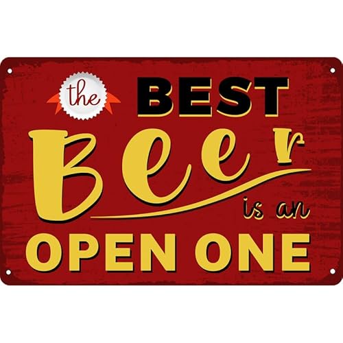 KanaAt NmVie2-8 Lustiges Blechschild für Bar, Bar, Zimmer, Garage, Vintage- und Retro-Dekor, 20,3 x 30,5 cm, englische Aufschrift "The Best Beer Is an Open One" KanaAt NmVie2-8 Lustiges Blechschild für Bar, Bar, Zimmer, Garage, Vintage- und Retro-Dekor, 20,3 x 30,5 cm, englische Aufschrift "The Best Beer Is an Open One" von KanaAt