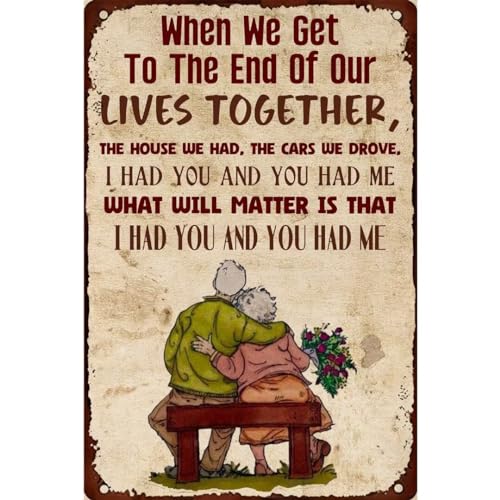 KanaAt Vintage Valentinstag Metall-Blechschild "When We Get to the End Old Couple Retro Wall Decor for Kitchen Bar Club Garage Garden Home 8x12 Inches, 1-1dewqjt-04 KanaAt Vintage Valentinstag Metall-Blechschild "When We Get to the End Old Couple Retro Wall Decor for Kitchen Bar Club Garage Garden Home 8x12 Inches, 1-1dewqjt-04 von KanaAt