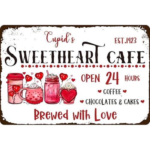 Vintage Amors Sweetheart Cafe Metall-Blechschild Retro Valentinstag Schild für Küche Zuhause Bar Kaffee Wanddekoration 20,3 x 30,5 cm Vintage Amors Sweetheart Cafe Metall-Blechschild Retro Valentinstag Schild für Küche Zuhause Bar Kaffee Wanddekoration 20,3 x 30,5 cm von KanaAt