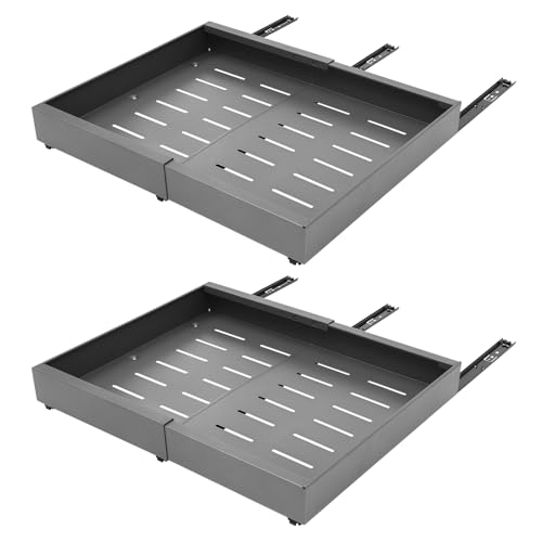 2 Stück 32-52cm Teleskopschublade,Schwarz Dehnbar Ausziehbarer Schrank Organizer, Einstellbare Breite Auszug Küchenschrank, Max 15kg mit Kleber für Küchen, Vorratskammern und Badezimmer von Kanbihao