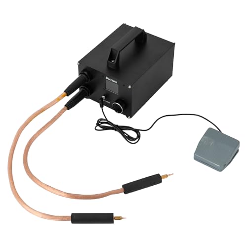 Akku Punktschweißgerät Mit LCD, Impulsschweißgerät Mit 2 Stück Lange Punktschweißstifte(50cm), Mini Punktschweißgerät Mit 250 Zahnräder, Schwarz von Kanbihao
