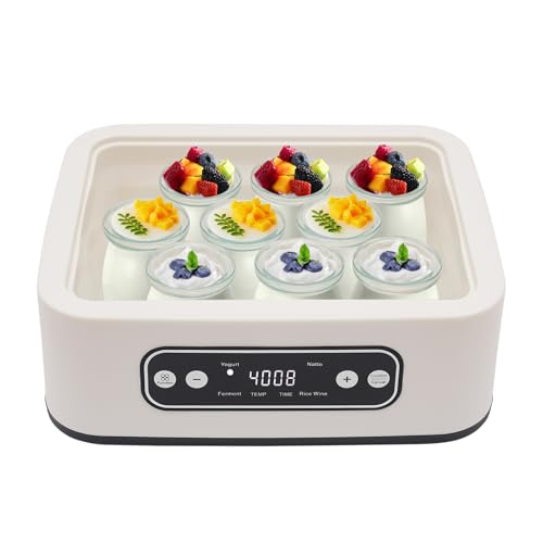 Joghurtbereiter Automatischer Digitaler Joghurtmaschine Joghurt Maker mit Deckeln und 9 100ml Gläsern, Perfekt für den Heim-Bio-Joghurt, 20 W, White Joghurtbereiter Automatischer Digitaler Joghurtmaschine Joghurt Maker mit Deckeln und 9 100ml Gläsern, Perfekt für den Heim-Bio-Joghurt, 20 W, White von Kanbihao