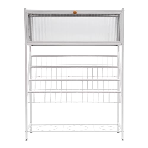 Kanbihao 4 Tier Bücherregal, Mehrzweck-Organizer Mit Flip-Top Clear Door, Stahl - Modernes Freistehendes Aufbewahrungsregal Mit Verstellbaren Füßen Und Universalrädern Für Zuhause Und Büro von Kanbihao