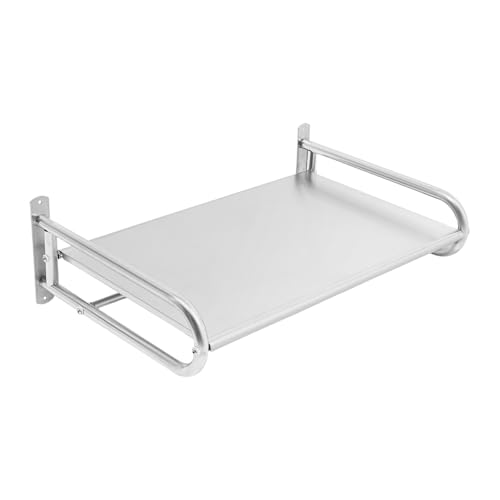 Kanbihao Mikrowellenhalterung Wand, Edelstahl Mikrowellen Regal Silber Microwave Shelf mit 6 Haken für Küchen 58 x 38 x 18cm von Kanbihao