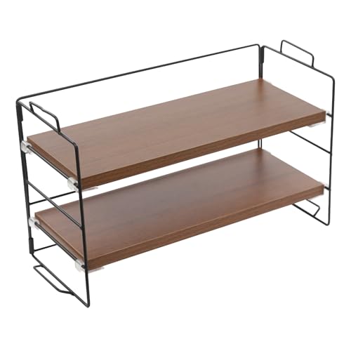 Kanbihao Schreibtisch Regal 2 Ebenen Bücherregal Holz Tischregal Schreibtisch Aufbewahrungs für Schreibtischplatte und Kommode 37 x 16.5 x 24cm (Schwarz) von Kanbihao