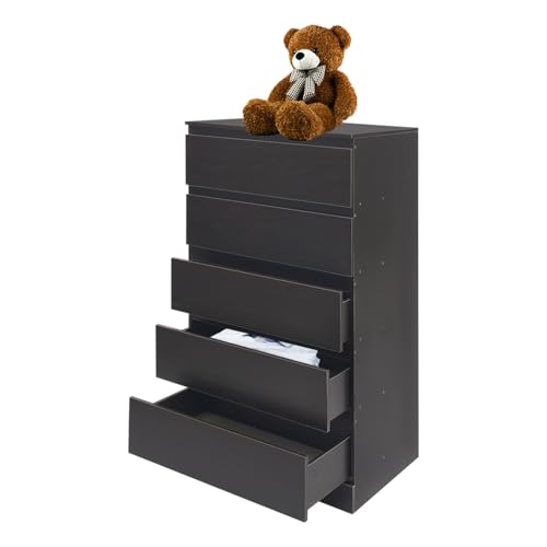 Kanbihao Vorratsschrank Mehrzweckschrank Büroschrank Schubladenschrank Kommoden mit 5 Schubladen aus MDF Aufbewahrungsschrank für Arbeitszimmer, Wohnzimmer (Schwarz) von Kanbihao
