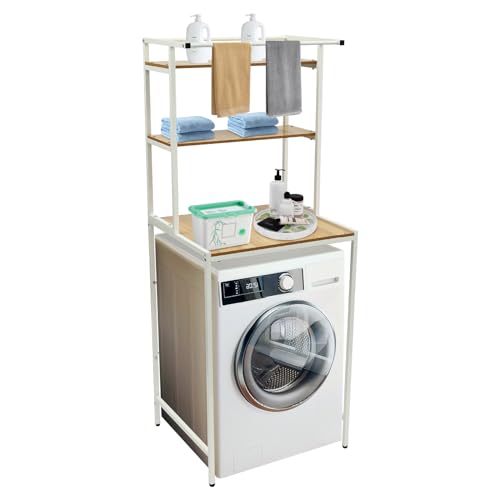 Kanbihao Waschmaschinenregal 3-stöckig Regal über Waschmaschine Toilettenregal Platzsparende WC Regal über Die Toilette 69 x 60 x 176.5cm Weiß von Kanbihao