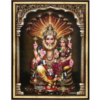 Sri Lakshmi Narasimhan Swamy Bilderrahmen, Inkarnation Von Lord Vishnu, Half Man/Lion Decor, Traditionelle Rahmen von KanchanBai