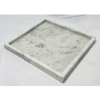 Handgefertigtes Bianco Carrara Marmor Tablett 10" × Höhe 1", Perfekt Für Ihr Tischzentriert Oder Serviertablett Kostenloser Versand von KandMStoneandGlass