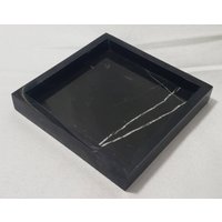 Handgefertigtes Tablett Aus Nero Marquina Marmor 6 "x 6" Höhe 2, 5 cm, Perfekt Für Ihren Nachttisch, Badezimmer Oder Als Basis Einen Diffusor von KandMStoneandGlass
