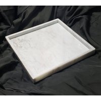 Handgemachte Ozean Silber Marmor Tablett 12" × X 1"(Höhe, Kostenloser Versand Schön Perfekt Für Ein Haus Einzugsgeschenk. Schönes Mittelstück von KandMStoneandGlass