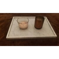 Handgemachtes Bianco Carrara Marmor Tablett 16" × 12" Höhe 1", Perfekt Für Ihr Tisch-Mittelteil Oder Serviertablett Kostenloser Versand von KandMStoneandGlass