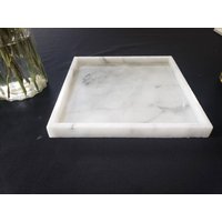 Handgemachtes Gletscher Weiß Marmor Tablett 10" × X 1"(Höhe, Kostenloser Versand Schön Perfekt Für Ein Geschenk Zur Hauseinweihung von KandMStoneandGlass