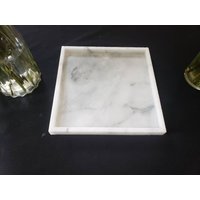 Handgemachtes Gletscher Weißes Marmor Tablett 12" × X 1"(Höhe, Kostenloser Versand Wunderschön Perfekt Für Ein Centerpiece Tolles von KandMStoneandGlass