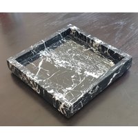 Mixed White Nero Marquina Marmor Tablett 15 cm × Höhe 3 cm, Perfekt Für Ihren Nachttisch, Badezimmer Oder Als Basis Einen Schilfdiffusor von KandMStoneandGlass