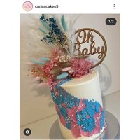 Gender Reveal Cake Topper Pink & Blau | 13, 5 cm Pampas Gras Tortenstecker Kranz Uk Hochzeit Getrocknete Blumen Für Kuchen von KandaAndCo