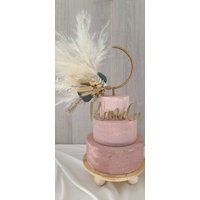 Gold & Eukalyptus 13 cm Pampas Gras Tortenstecker Kranz | Uk Hochzeit Getrocknete Blumen Für Kuchen von KandaAndCo