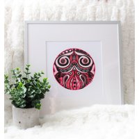 Rote Eule Mandala Kunst, Kunstdruck Eule, Eulen Bild, Abstrakte Tierkunst, Buntes Geschenk, Illustration von KanderaStudio