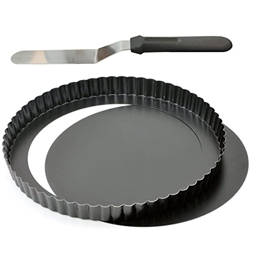 KangBaz Tarteform 26 Cm Mit Hebeboden，Tarteform mit Hebeboden ，Quicheform Mit Hebeboden，Antihaftbeschichtete Quiche Backform, für Kuchen, Pizza,eisenhaltig von KangBaz