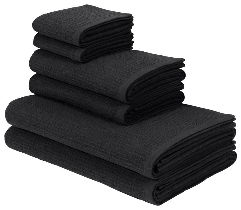 KangaROOS Handtuch Set Cassidy, Handtuch in Premium Qualität, 500 gr/m², Waffeloptik, Frottier (Set, 6-St), Duschtücher, Handtücher, Gästetücher, 100% Baumwolle, 5 Jahre Garantie von KangaROOS