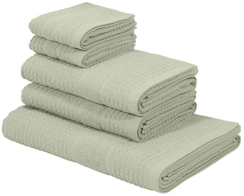 KangaROOS Handtuch Set Summer, Duschtuch, Handtuch, Gästeücher, Frottier (Set, 5-St), einfarbiges Handtuch-Set aus 100% Baumwolle, Hoch-Tief-Effekt von KangaROOS