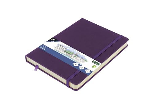Skizzenbuch Kangaro A5 Purple Heart PU Hardcover 80 Blatt 140 Gramm cremefarbenes Papier mit Gummiband und Band von Kangaro
