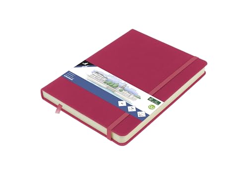 Skizzenbuch Kangaro A5 Ruby PU Hardcover 80 Blatt 140 Gramm cremefarbenes Papier mit Gummiband und Band von Kangaro