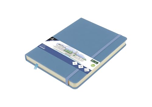Skizzenbuch Kangaro A5 Sky Blue PU Hardcover 80 Blatt 140 Gramm cremefarbenes Papier mit Gummiband und Band von Kangaro