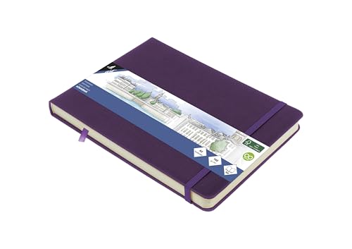 Skizzenbuch Kangaro A5 landscape Purple Heart PU Hardcover 80 Blatt 140 Gramm cremefarbenes Papier mit Gummiband und Band von Kangaro