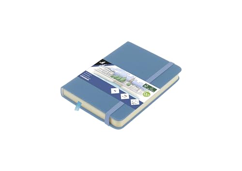 Skizzenbuch Kangaro A6 Sky Blue PU Hardcover 80 Blatt 140 Gramm cremefarbenes Papier mit Gummiband und Band von Kangaro