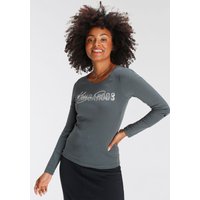 KangaROOS Langarmshirt, krempelbare Ärmel, figurbetonter Schnitt, Rundhalsausschnitt von Kangaroos